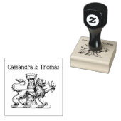 Leeuwentoren Fleur de Lis Crest C Paar Naam Rubberstempel (Gestempeld)