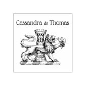Leeuwentoren Fleur de Lis Crest C Paar Naam Rubberstempel (Afrduk)
