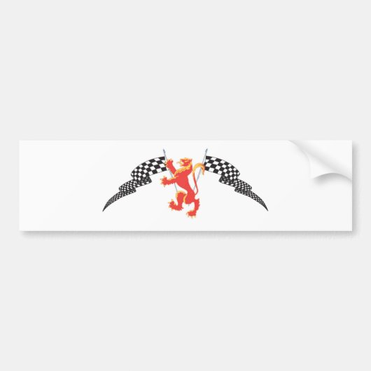 leeuwenvloerbedekking en ingecheckte vlaggen bumpersticker (Voorkant)