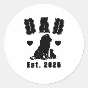 Leeuwenwel Silhouet Nieuwe Vader Oprichtingsjaar Ronde Sticker