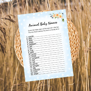 Leeuwenwelp Bloem Blauw Dieren Baby Namen Shower S Programmakaart