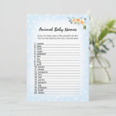 Leeuwenwelp Bloem Blauw Dieren Baby Namen Shower S Programmakaart (Staand voorkant)