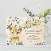 Leeuwenwelp Bloemen Onederlijke 1e verjaardag uitn Kaart (Staand voorkant)