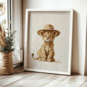 Leeuwenwelp in stro Pet Wild Animal Rustic Poster