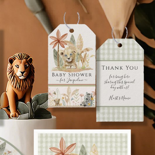 Leeuwenwelp Safari Zebra Olifant Jungle Baby Showe Cadeaulabel