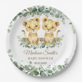 Leeuwenwelpen Groene Tweeling Jongens Baby Shower Papieren Bordje