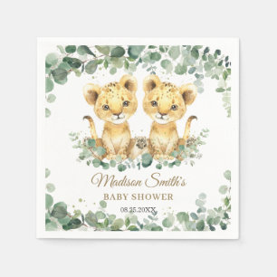Leeuwenwelpen Groene Tweeling Jongens Baby Shower Servet