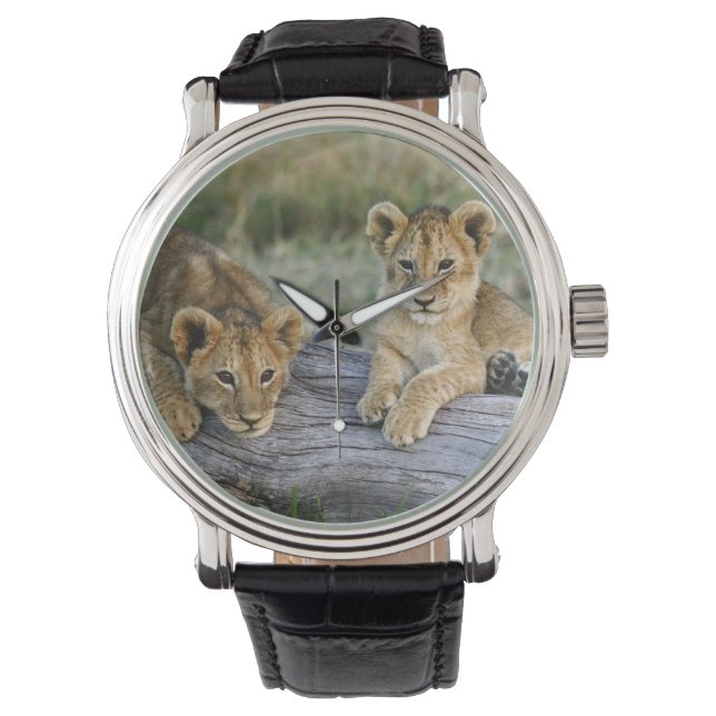 Leeuwenwelpen op stam horloge (Voorkant)
