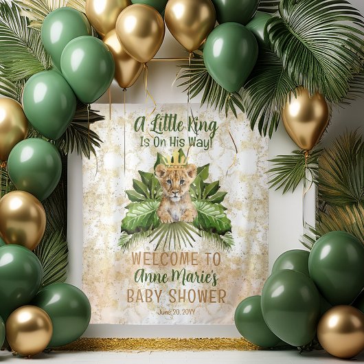 Leeuwenwelpje Een Koning Komt Op Weg Baby Shower Wandkleed