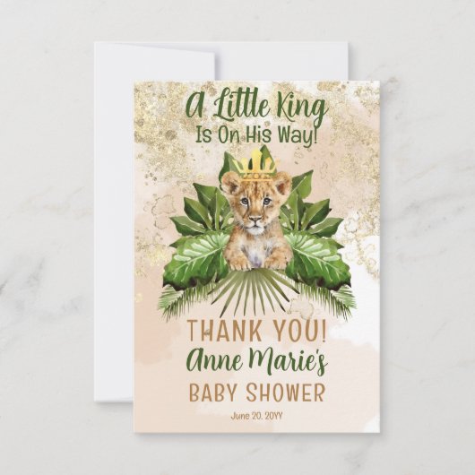 Leeuwenwelpje Een koningsje is op weg naar het Bab Bedankkaart (Voorkant)