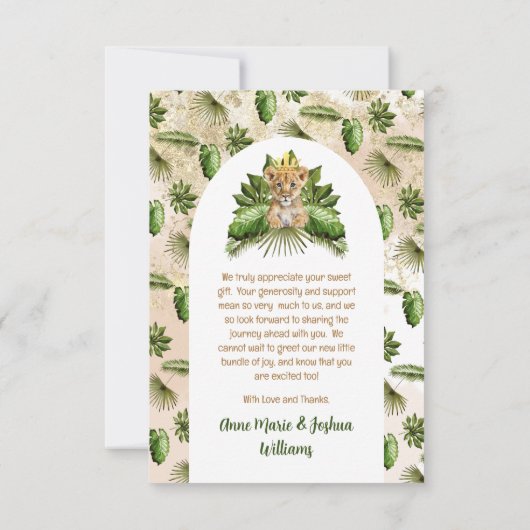 Leeuwenwelpje Een koningsje is op weg naar het Bab Bedankkaart (Achterkant)