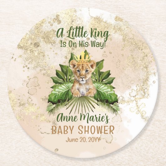 Leeuwenwelpje Een koningsje is op weg naar het Bab Ronde Kartonnen Onderzetter (Voorkant)