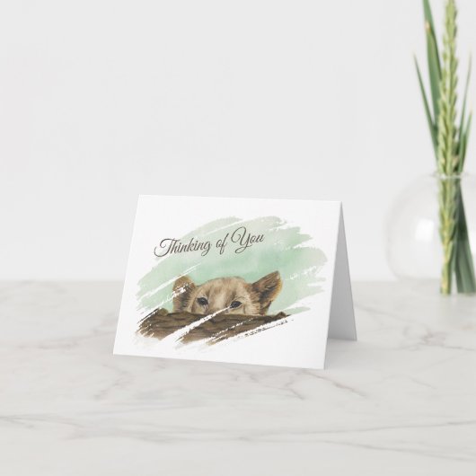 Leeuwenwelpje gluren over een log note Kaart (Voorkant)