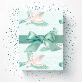 Leeuwerik in Teal en Flamingo Cadeaupapier