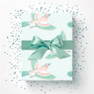 Leeuwerik in Teal en Flamingo Cadeaupapier