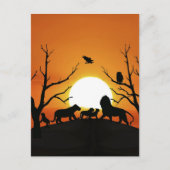 Leeuwfamilie in het zonsondergang in Afrika Briefkaart (Voorkant)