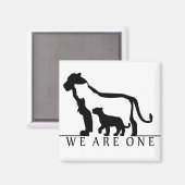 Leeuwfamilie (witte versie) magneet (Voorkant / Achterkant)