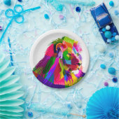 Leeuwhoofd in geometrisch patroon papieren bordje (Feest)