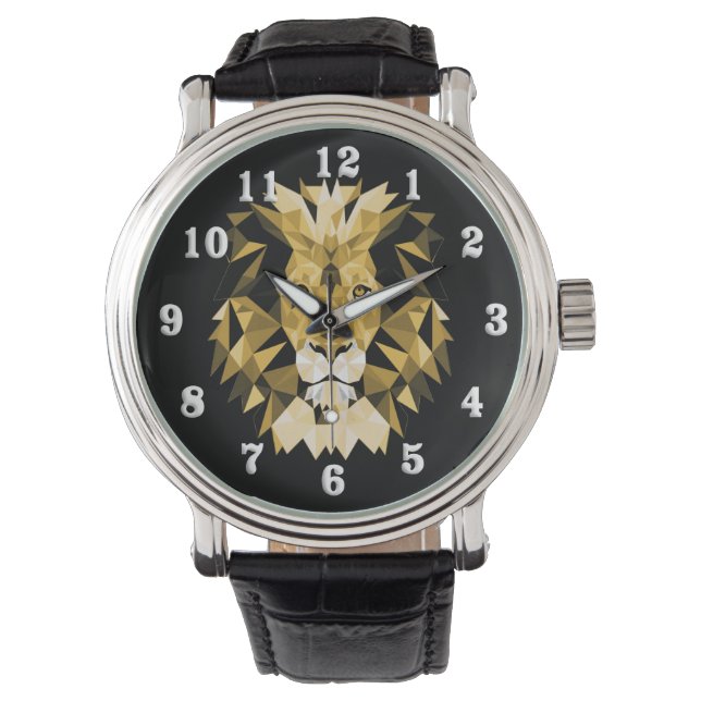 Leeuwhoofd Witte cijfers Horloge (Voorkant)