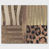 Leeuwin Goud Glam Safari Oerwoud Chic Modern Party Cadeaupapier (Vlak)