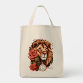 Leeuwin Grace: Tattoo-stijl Roos Grocery Tas (Achterkant)