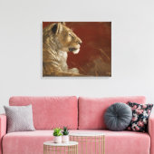 Leeuwin in de schaduw digitaal schilderij canvas afdruk (Insitu (Woonkamer))