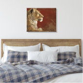 Leeuwin in de schaduw digitaal schilderij canvas afdruk (Insitu (Slaapkamer))