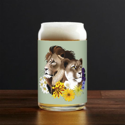 Leeuwin Leeuw Bloem Groen Blikvorm Glas
