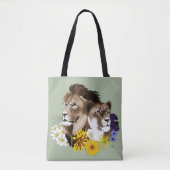 Leeuwin Leeuw Bloem Groen Tote Bag (Voorkant)