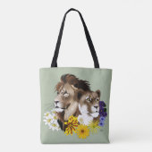 Leeuwin Leeuw Bloem Groen Tote Bag (Achterkant)