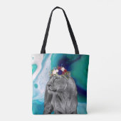 Leeuwin Leeuw Dier Meisje Bloem Kroon Kleurrijk Tote Bag (Achterkant)
