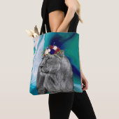 Leeuwin Leeuw Dier Meisje Bloem Kroon Kleurrijk Tote Bag (Dichtbij)
