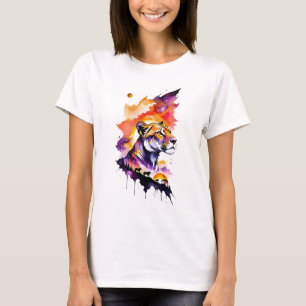 Leeuwin op een galactische zonsondergang t-shirt