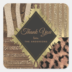 Leeuwin Safari Chic Jungle Glam Moderne Favoriet Vierkante Sticker