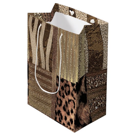 Leeuwin Safari Chic Jungle Glam Moderne Feest Medium Cadeauzakje (Voorkant Gekanteld)