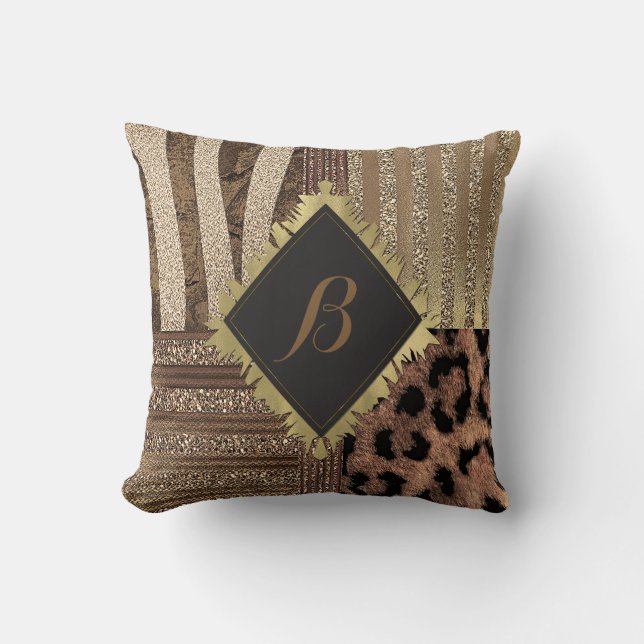 Leeuwin Safari Chic Jungle Glam Moderne Glans Kussen (Voorkant)