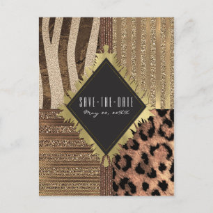 Leeuwin Safari Jungle Glam Moderne Trouwdatum Kaar Aankondigingskaart