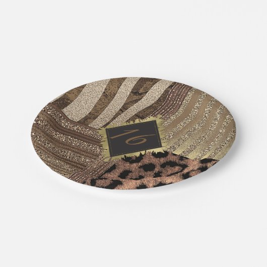 Leeuwin Safari Oerwoud Glam Modern Gold Sparkle Papieren Bordje (Gekanteld)