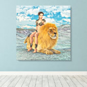 Leeuwinnekas Fantasie Canvas Afdruk (Insitu (Houten vloer))