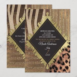 Leeuwinnen Safari Jungle Glam Moderne Bruidsdouche Kaart