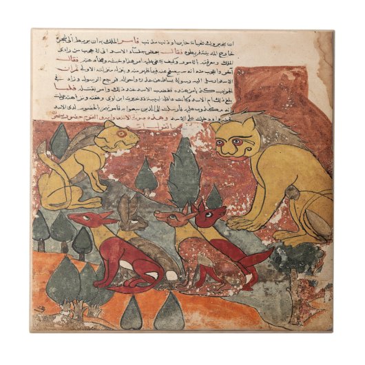 Leeuwinnenzoon Indische Renaissance Fabel Tegeltje (Voorkant)