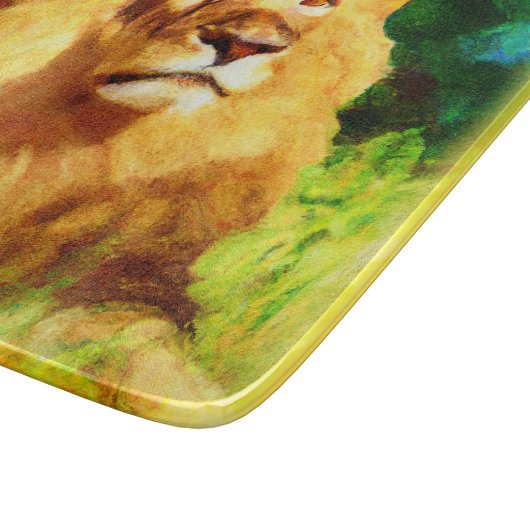 Leeuwkoning in het bos. Bestel nu Snijplank (Hoek)