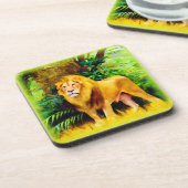 Leeuwkoning in het Oerwoud. Bestel nu Bier Onderzetter (Linkerzijde)