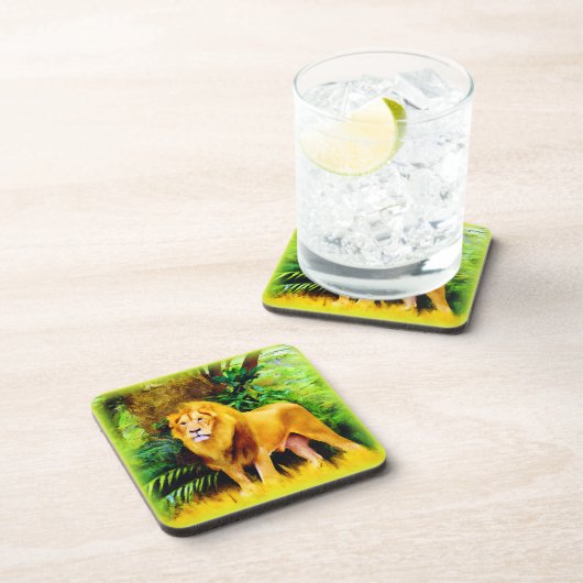 Leeuwkoning in het Oerwoud. Bestel nu Bier Onderzetter (Rechterzijde)
