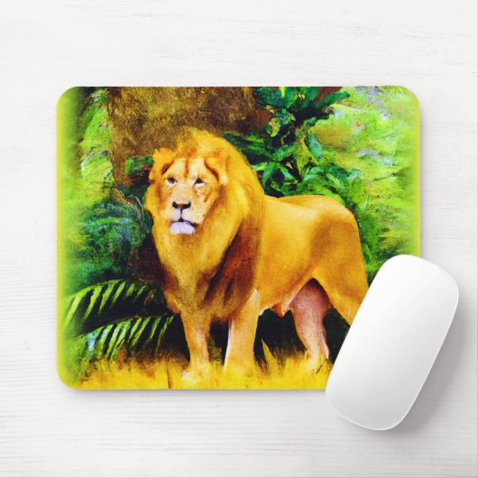 Leeuwkoning in het Oerwoud. Bestel nu Muismat (Met muis)
