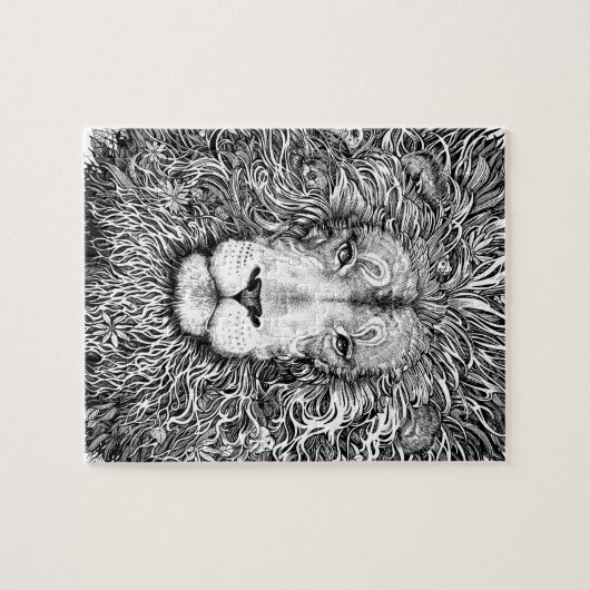 Leeuwnest zwart-wit legpuzzel (Horizontaal)