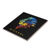 Leeuwse abstracte kunst Kroon voor mannen gla Tegeltje (Zijkant)