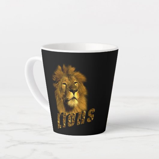 Leeuwse Logo met leeuwen, Latte Mok (Linkerhoek)