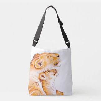 Leeuwse mam en witte krab crossbody tas