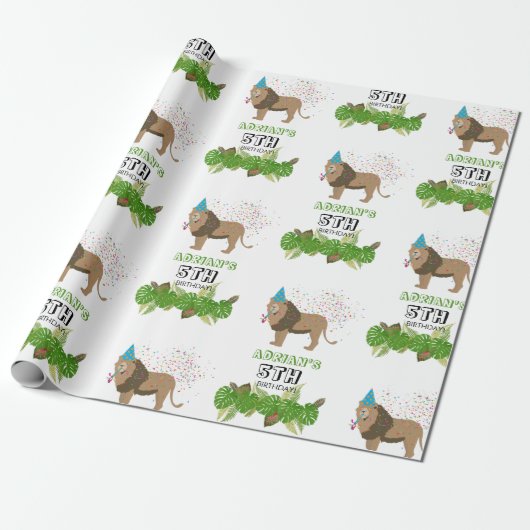 Leeuwse Oerwouden partydieren op zaterdag Cadeaupapier (Uitgerold)